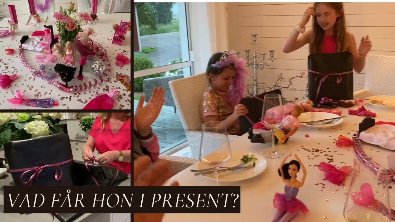 Alice fyller 8 år - kanalen 1 år - Barbietema, presenter & egengjord sushi! Vlogg