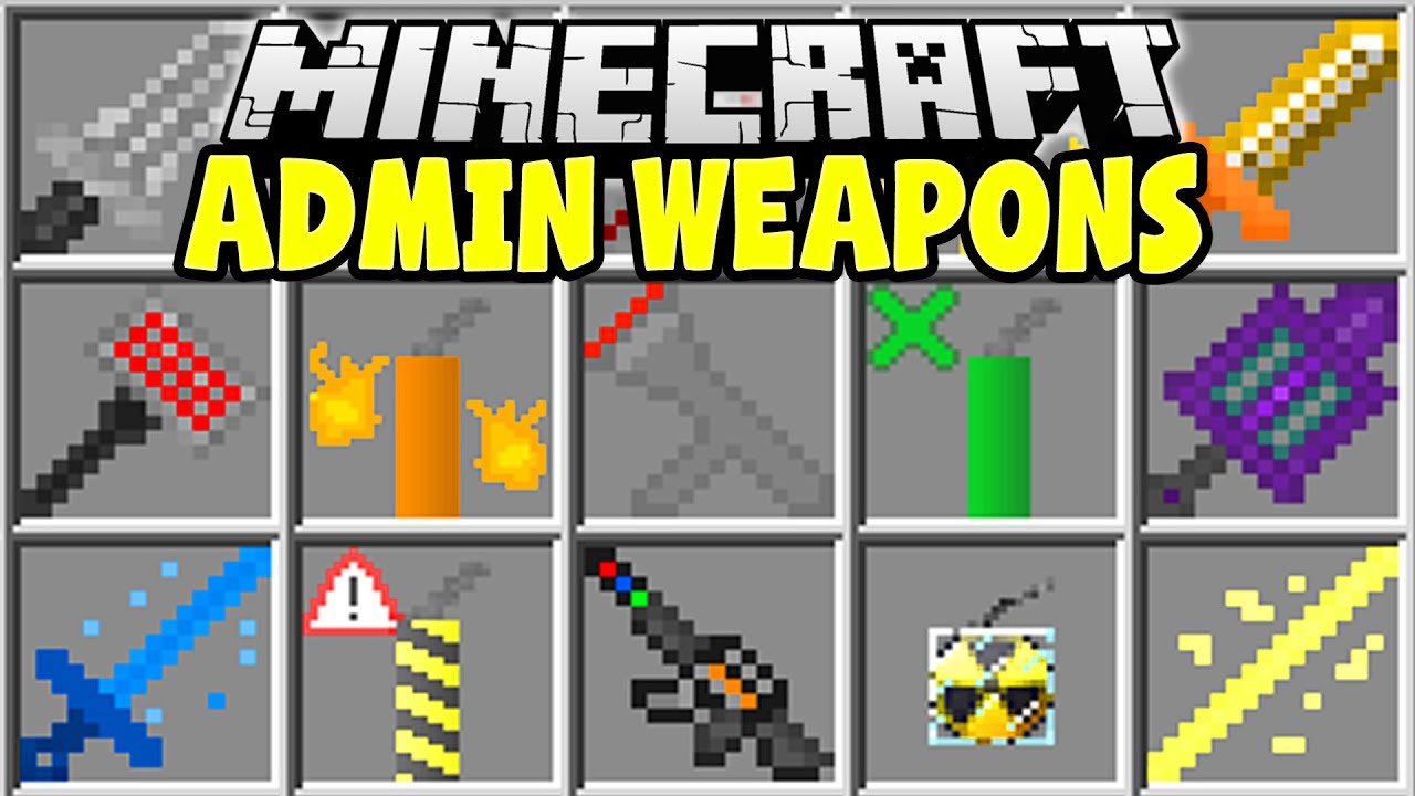 Minecraft ADMIN WEAPONS MOD | USE MINECRAFT ADMIN COMMANDS TO GET SUPER OP WEAPONS!!