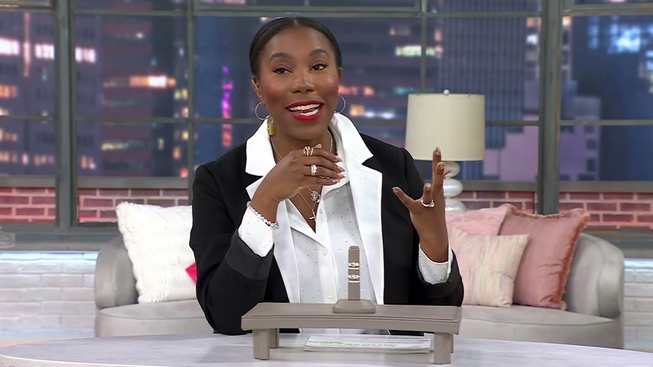 Diamonique Classics 3 Stone Band Ring, Sterling Silver on QVC