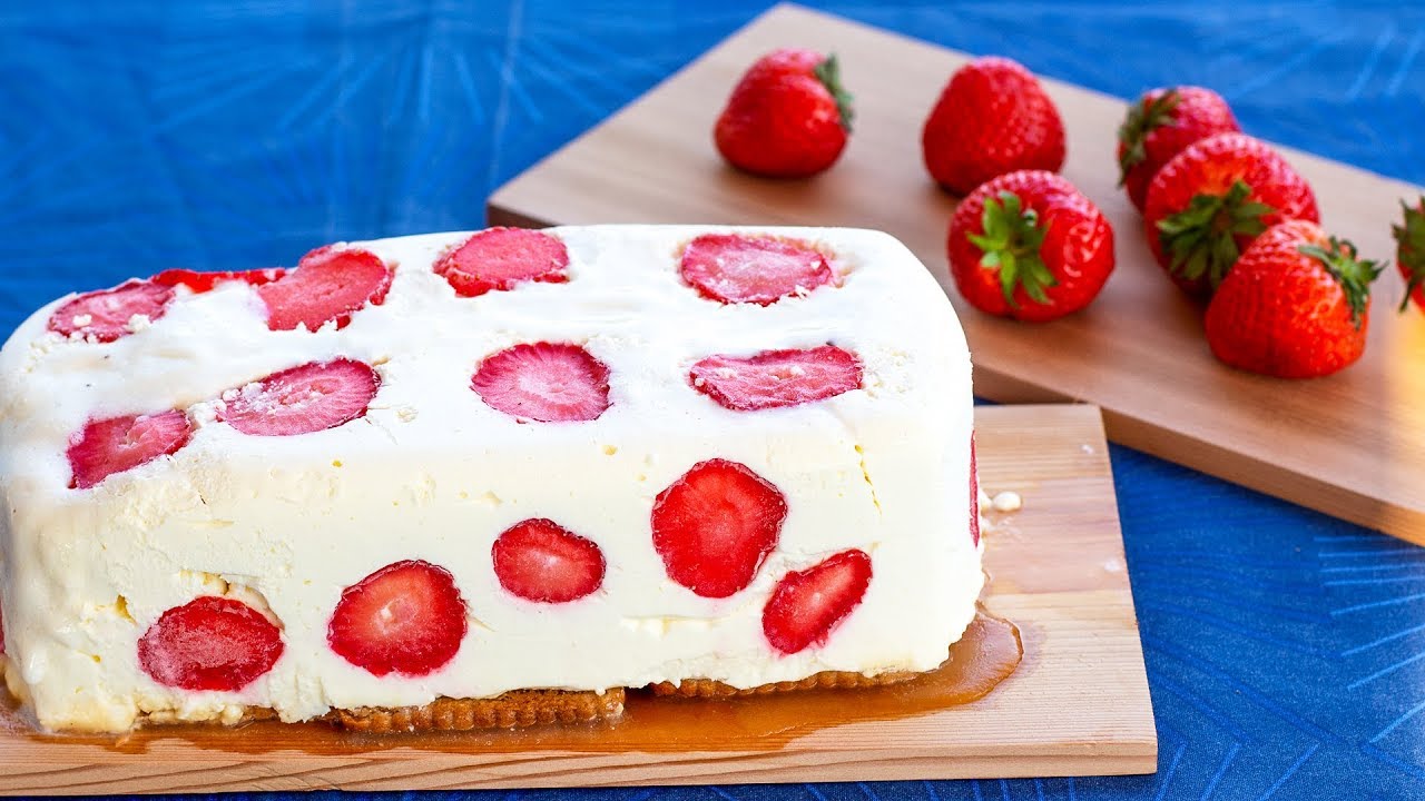 Schickes ERDBEER-MASCARPONE-EIS aus der Kastenform