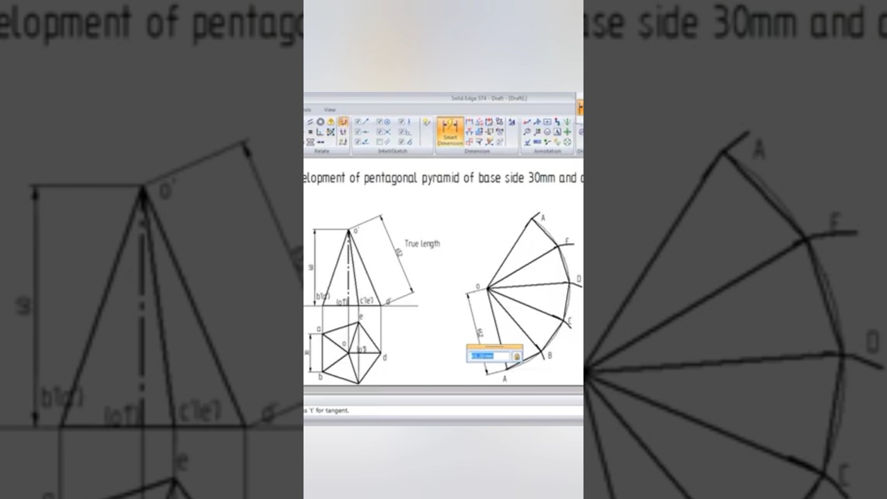 Pentagonal Pyramid Development #development #caed #engineeringdrawing #vtu
