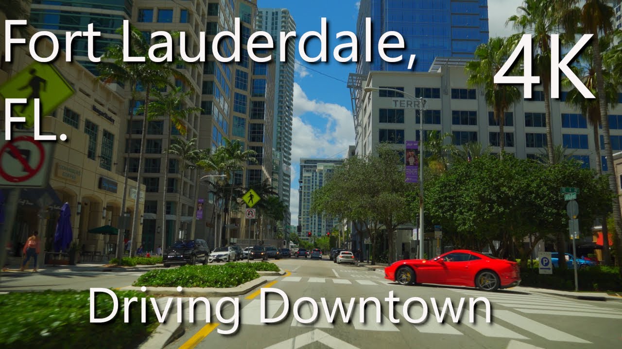Fort Lauderdale, Florida - 4K HDR - Relaxing Ride, Driving Downtown