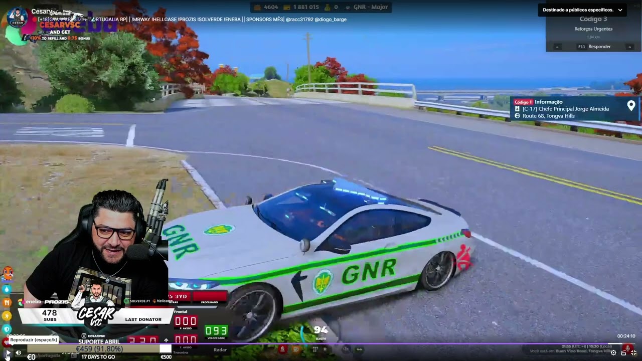 CESARVSC PERSEGUE AUDI RS7 E ACABA ABATIDO