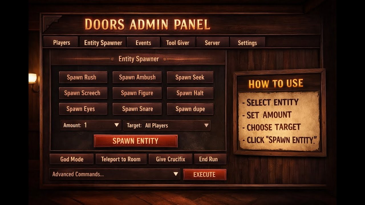 how to use the admin panel in roblox doors