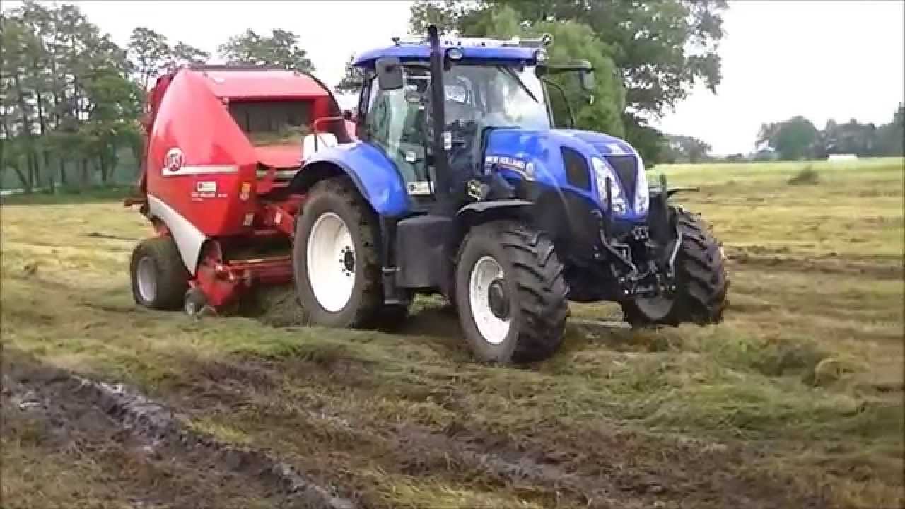 Sianokosy 2013 - Prasowanie, zwożenie_New Holland T7.170 & John Deere 6430 & 6430 Premium