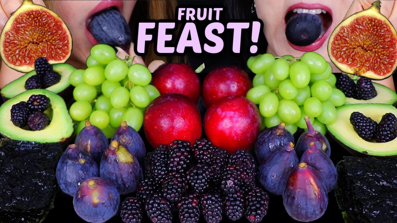 ASMR FRESH FRUIT FEAST! JUICY FIGS, BLACKBERRIES, AVOCADO, GRAPES, RED PLUMS 먹방