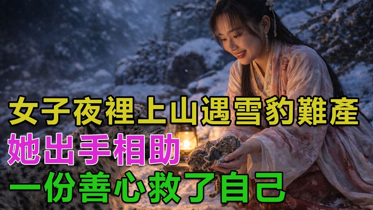 民間故事：女子夜裡上山遇雪豹難產，她出手相助，一份善心救了自己