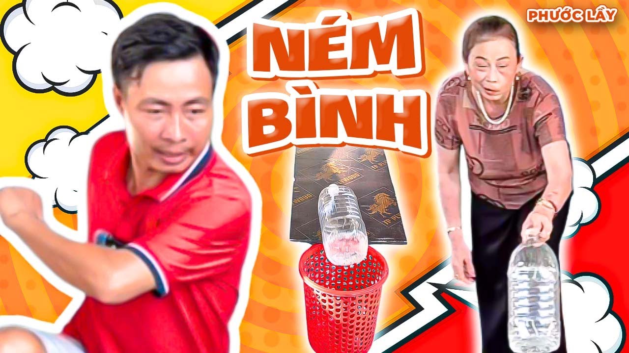 Thử Thách Ném Bình Nước Trượt Trúng Giỏ Và Cái Kết | Phước Lầy