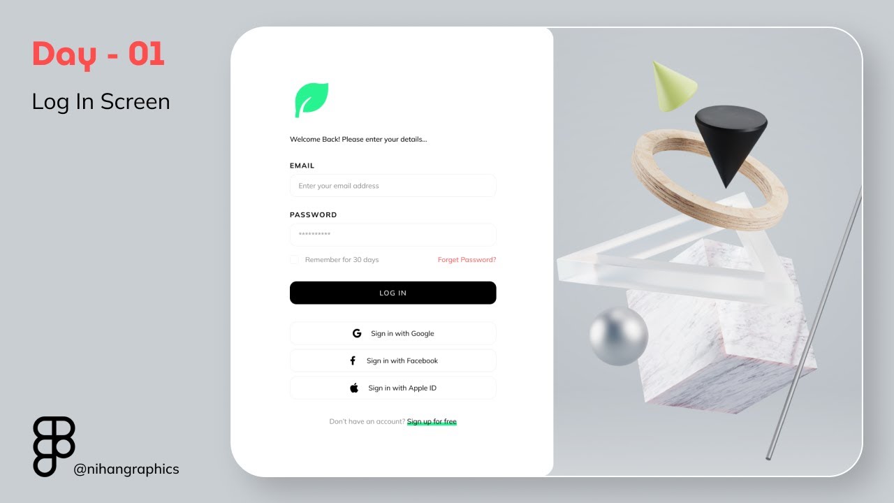 Daily UI Design Challenge | Day - 01 | Sign In Page | Figma Tutorial - UI Design