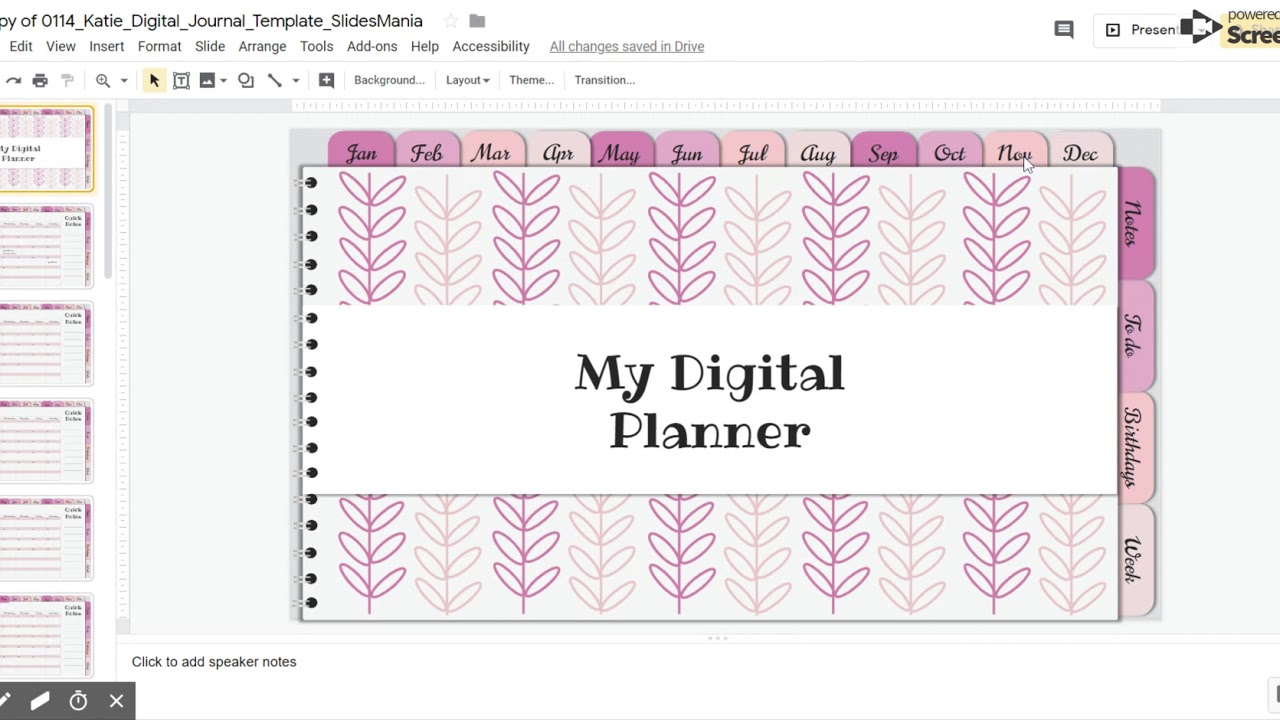 Free Digital Planner with hyperlinks for Google Slides or PowerPoint