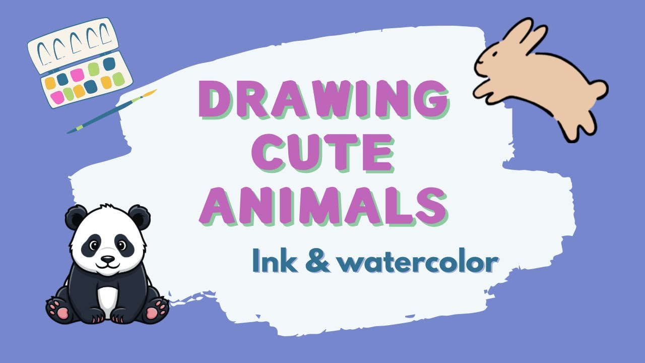 How to Draw Cute Animals 🐼✍️Watercolor & Ink 