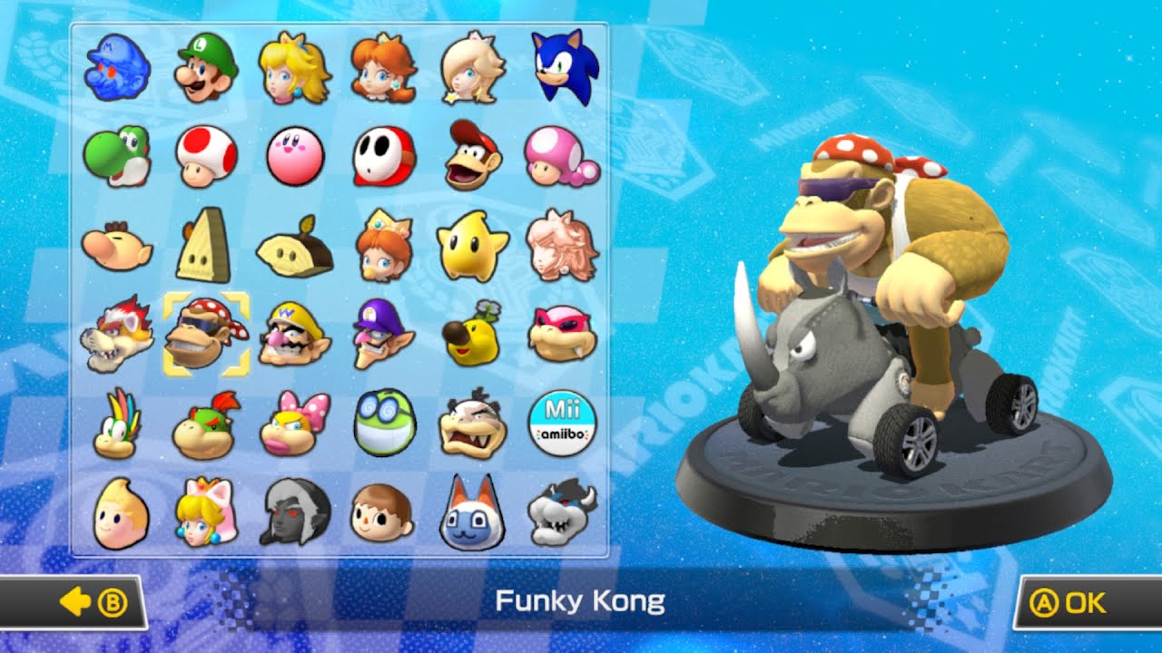 Mario Kart 8 (Mod Showcases) - Funky Kong and Rambi in Mario Kart 🦏