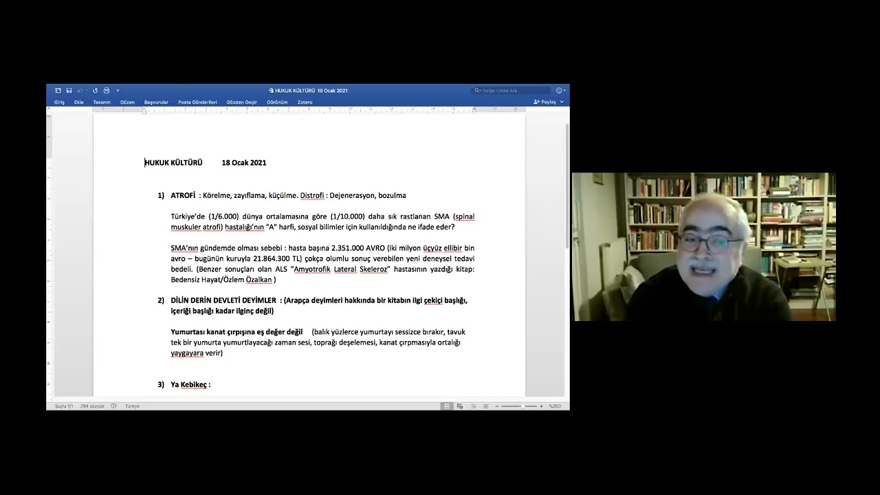 Prof. Dr. Aydın GÜLAN, Hukuk Kültürü Konuşmaları 18.1.2021