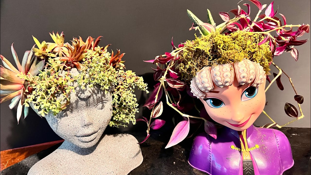 DIY faux concrete head planter