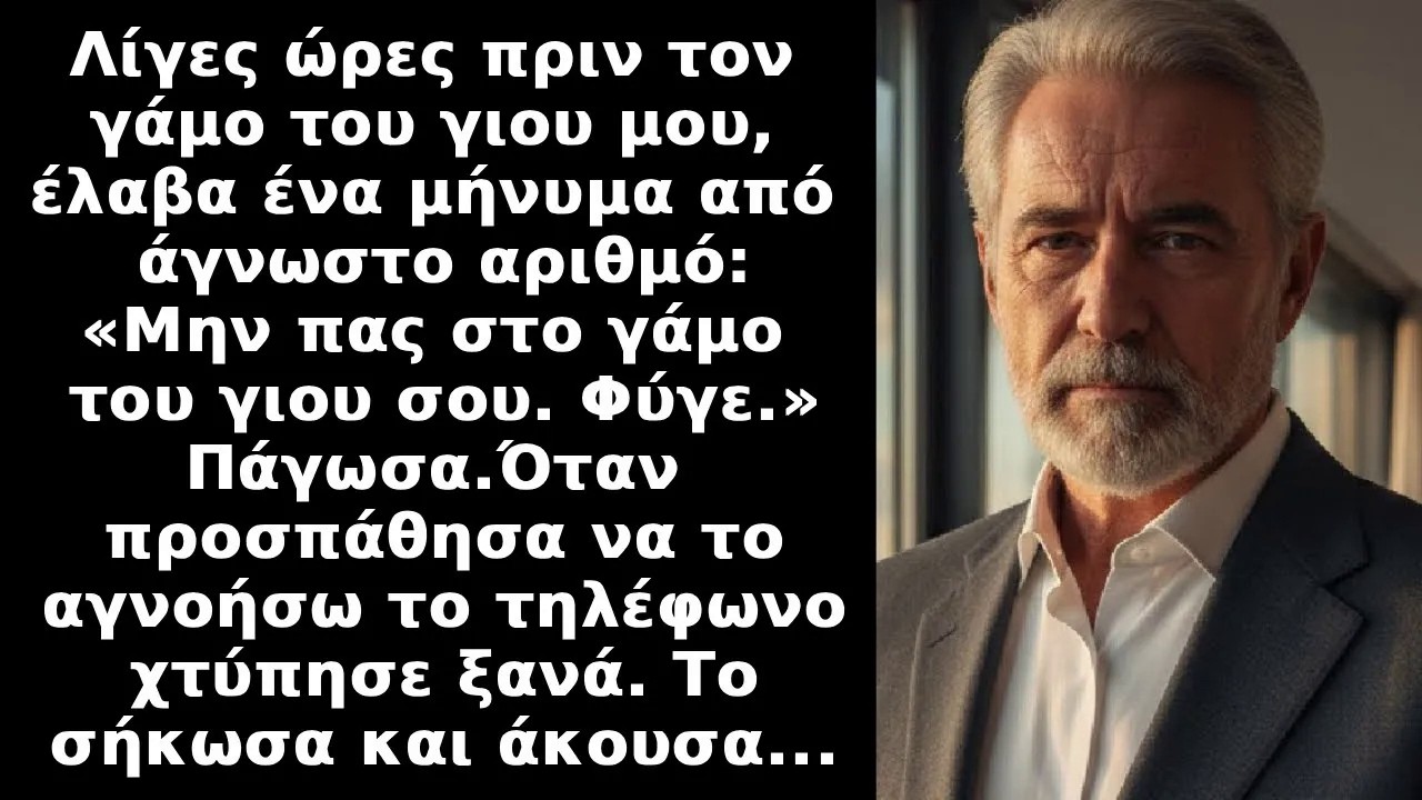 Άγνωστος αριθμός μου έστειλε μήνυμαΜην πας στο γάμο του γιου σου  Φύγε  Όταν τηλεφώνησα, άκουσα
