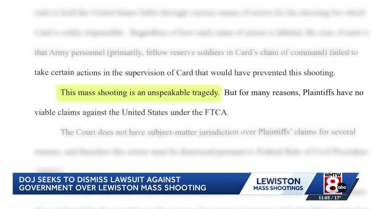 DOJ seeks to dismiss lawsuit against government over Lewiston mass shooting