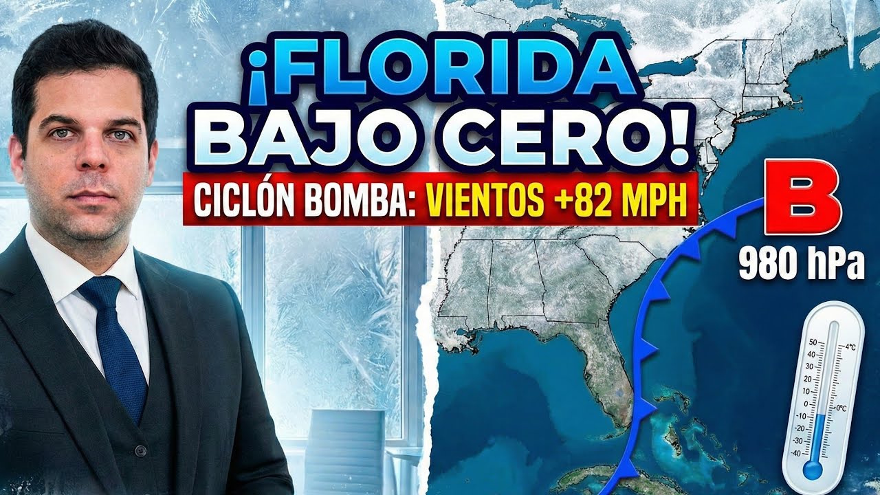 ¡FLORIDA CON FRÍO EXTREMO! ❄️ Alerta por Ciclón Bomba y vientos de 82 mph