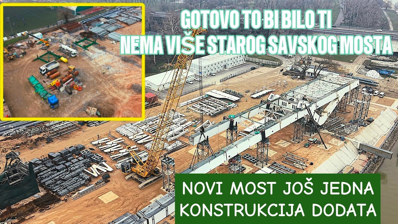 To bi bilo to STARI SAVSKI MOST KOMPLET DEMONTIRAN,novi prosirena konstrukcija,stubovi po planu
