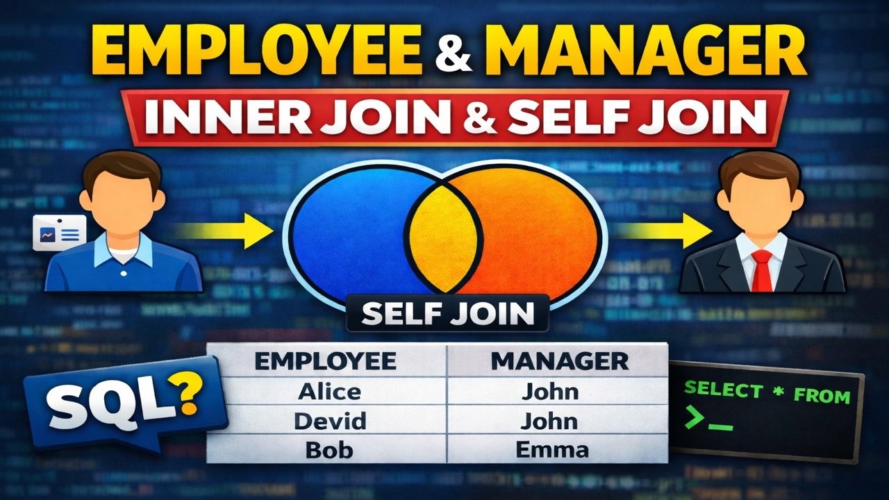 SQL Interview Question | Employee and Manager Name (INNER JOIN & SELF JOIN)