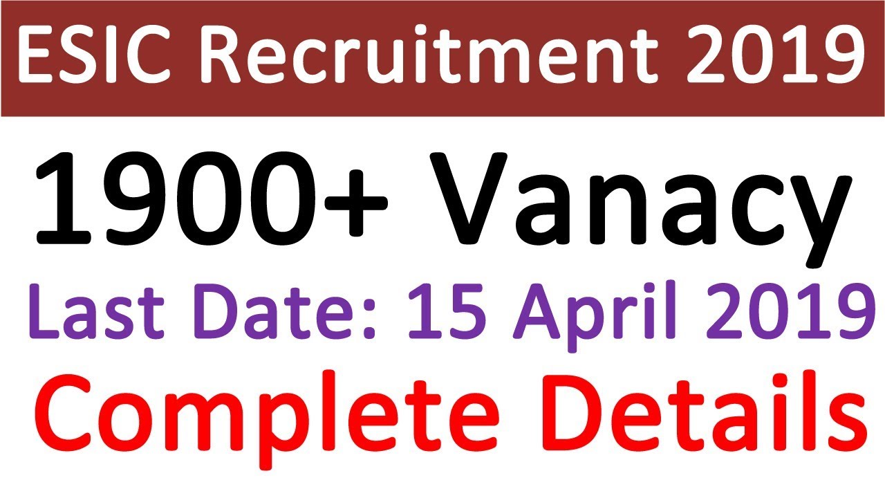 ESIC Recruitment 2019 Apply Online | The Study Power