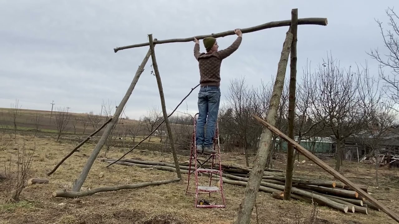 Built a Shelter in his Own Plot for children, Bushcraft Construction