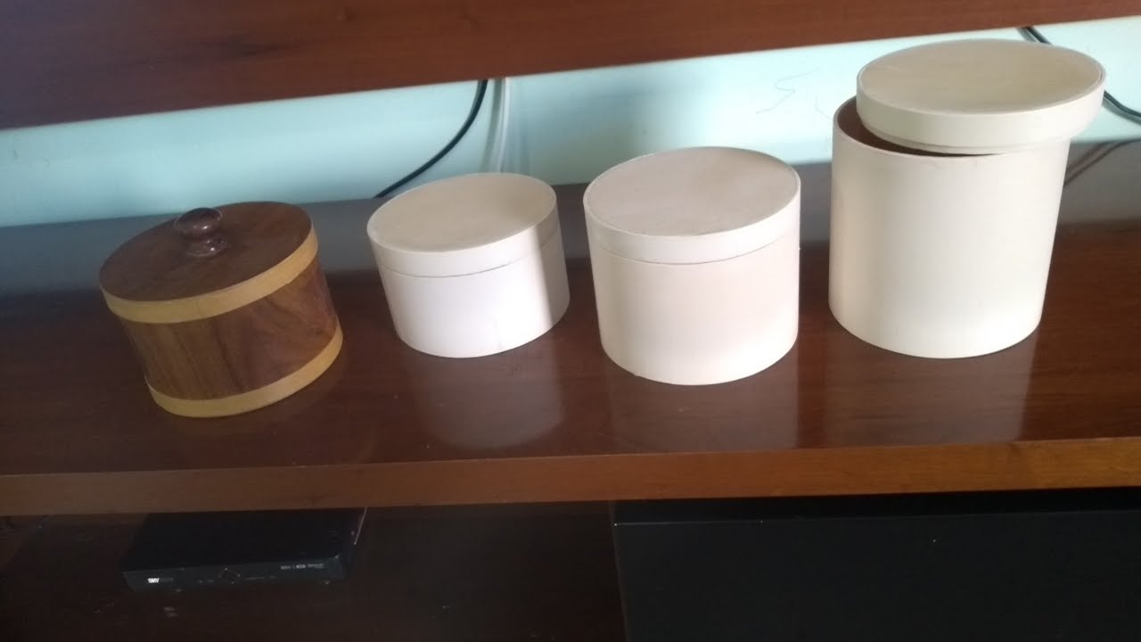 Como fazer Caixa decorativa redonda com tubo de PVC