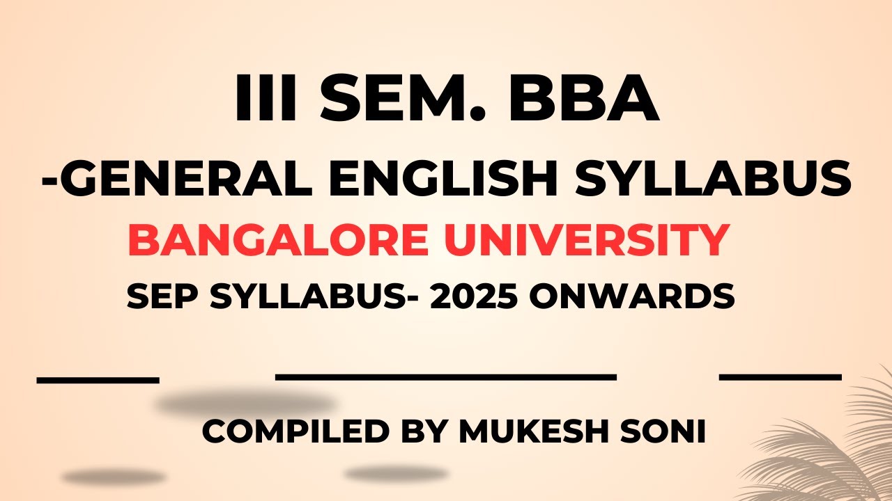 BU-III SEM BBA/BHM-GENERAL ENGLISH SYLLABUS- SEP SCHEME
