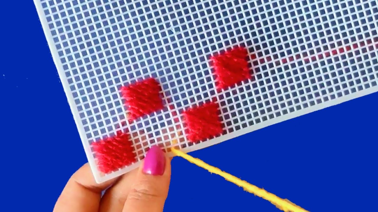 SQUARE SHAPED LATEST PLASTIC CANVAS DESIGN IDEA STEP BY STEP