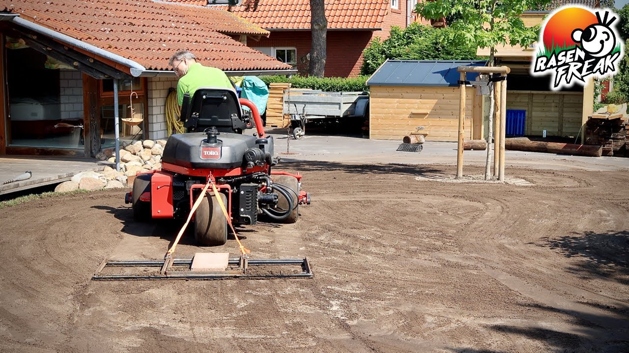 Umbau BÜRSTENWAGEN - Glätten der neuen Rasenfläche - Sommerhitze beim RASENFREAK