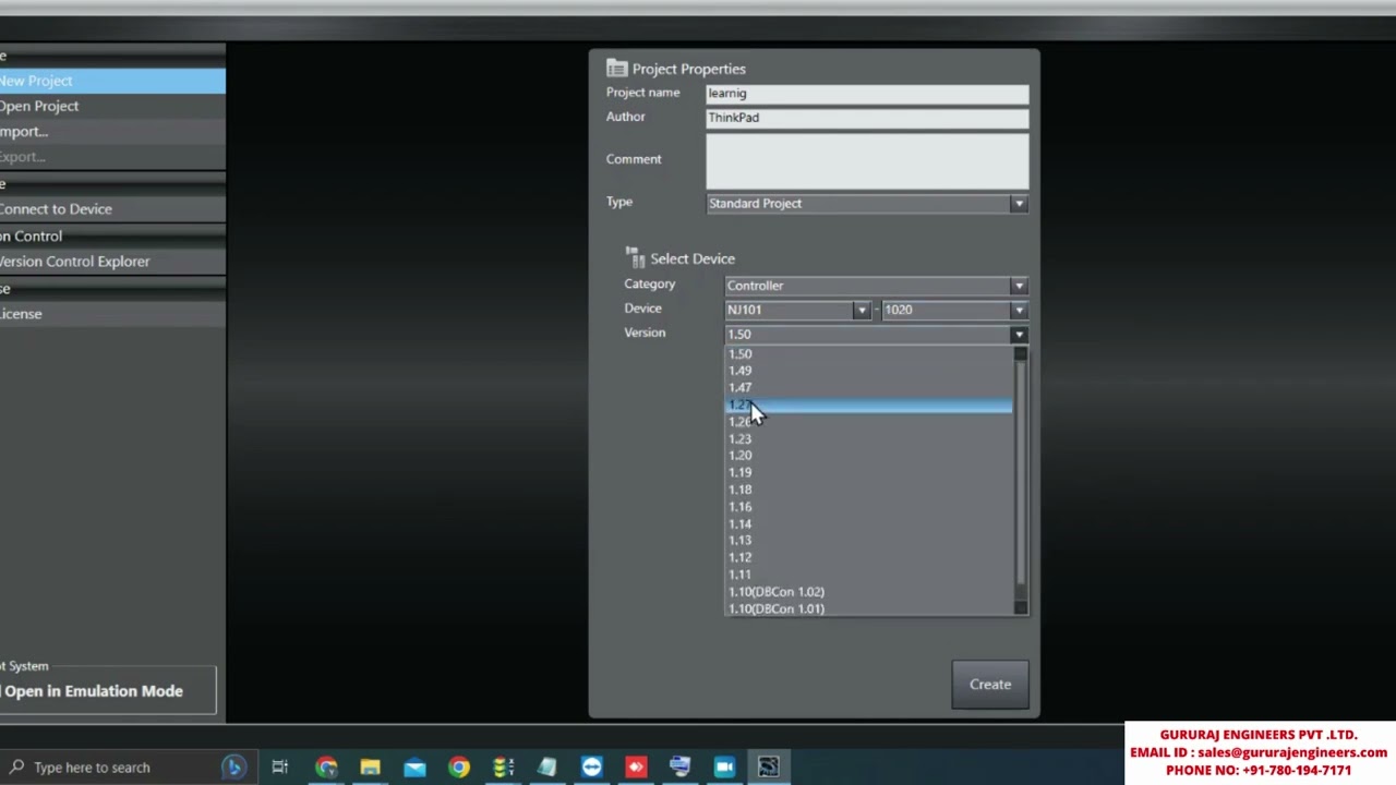How To create Project In Sysmac Studio
