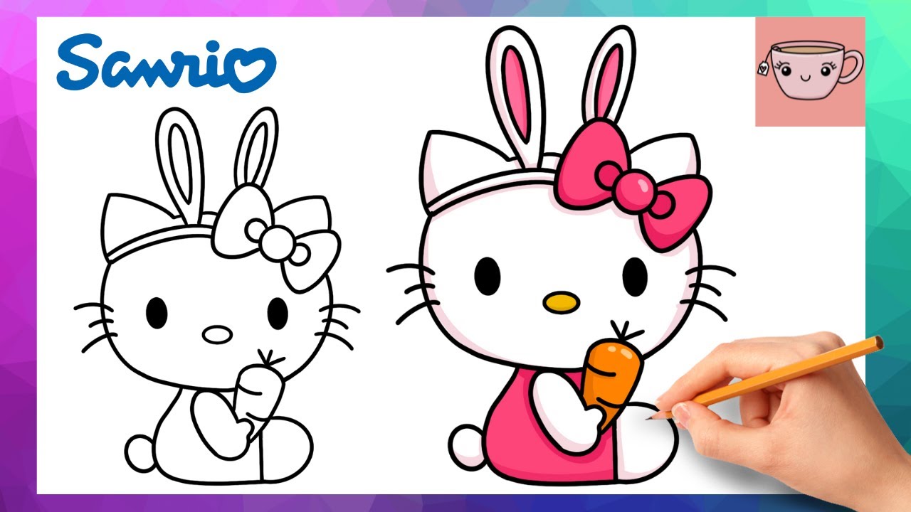 How To Draw Hello Kitty - Easter Bunny | Sanrio | Cute Easy Drawing Tutorial