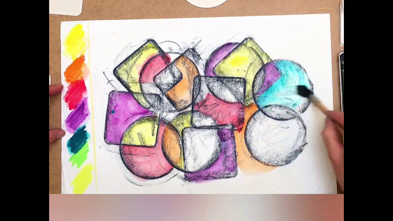 How to create an abstract composition with Neocolor I + II