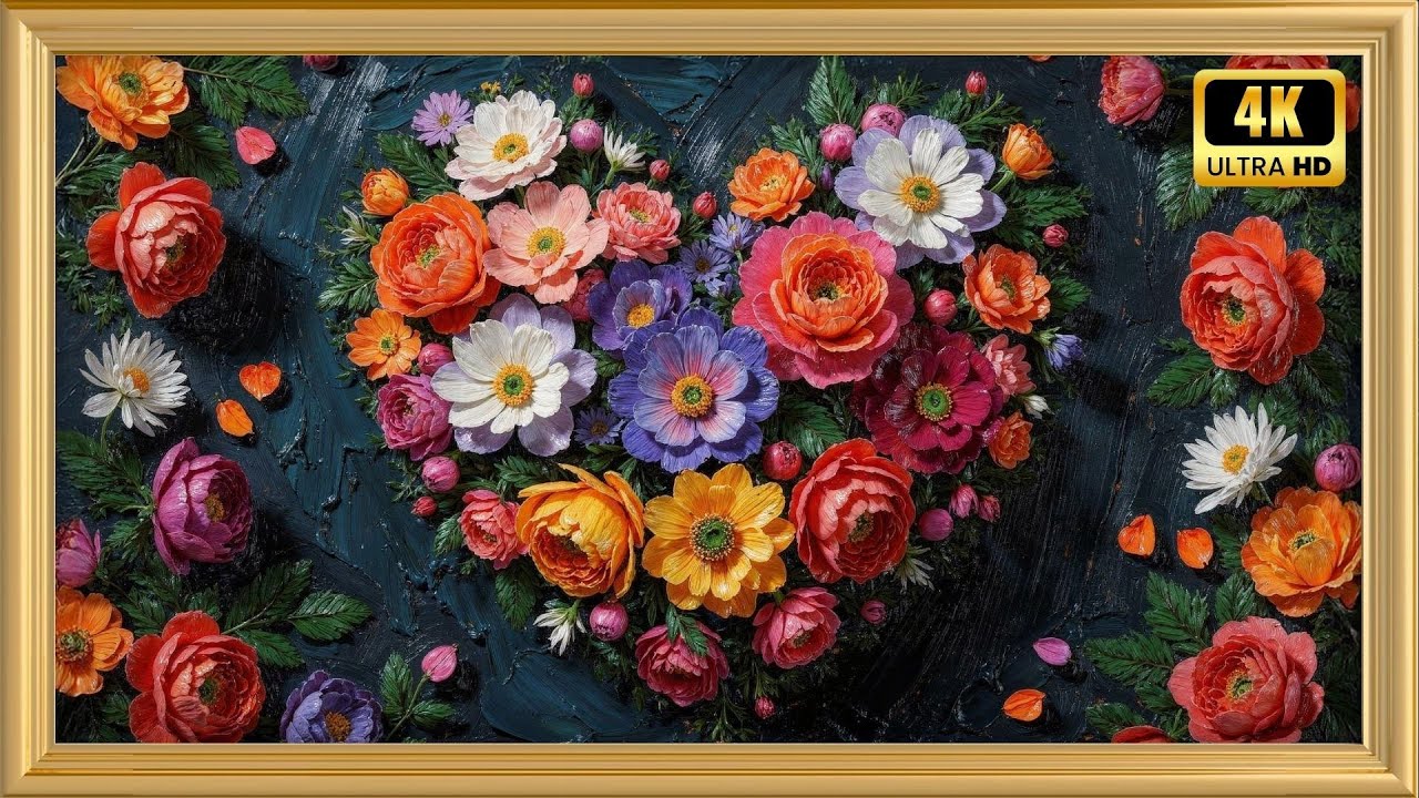 Heart-Shaped Floral Still Life Art | Ambient Wall Art for Frame TV & Home Decor (8 Hours)