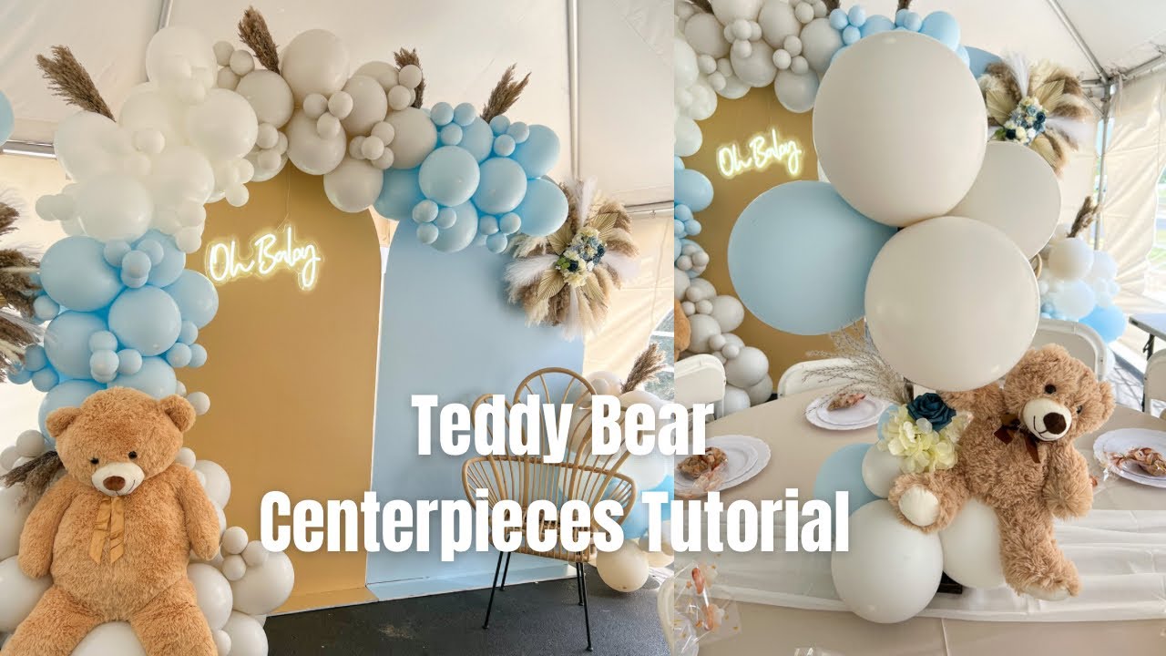 Floating Teddy Bear Centerpieces Tutorial | Teddy Bear Baby Shower Balloon Garland Tutorial