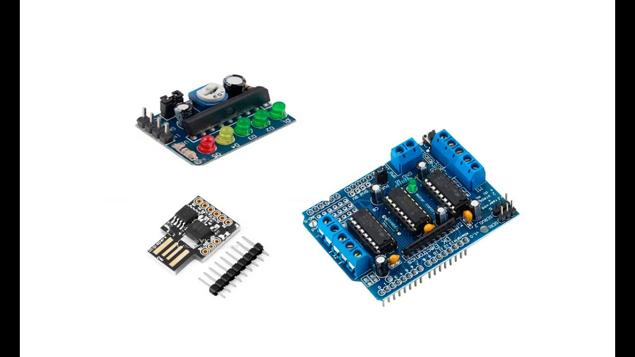 MotorShiel L293D. Indicator K2284. Digispark ATTINY85. Unboxing and test