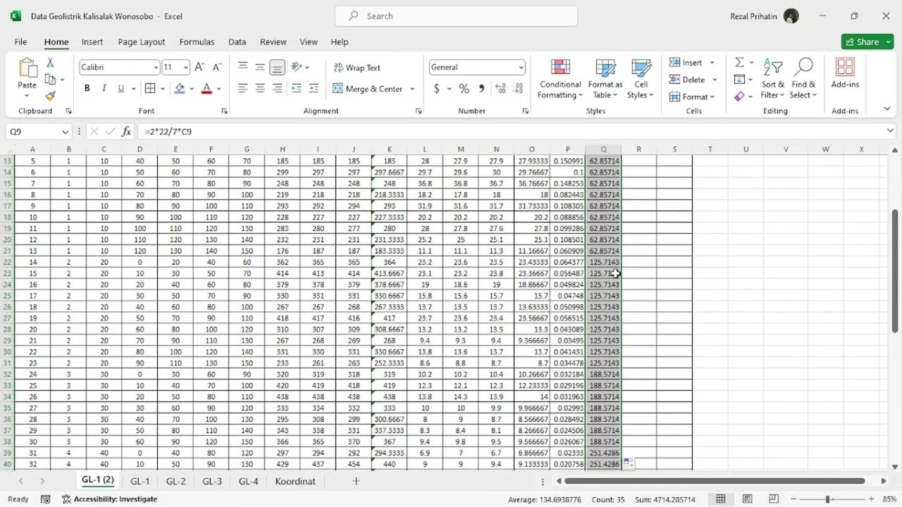 Pengoalahan Data Geolistrik Resistivitas Konfigurasi Wenner untuk Input Res2dinv