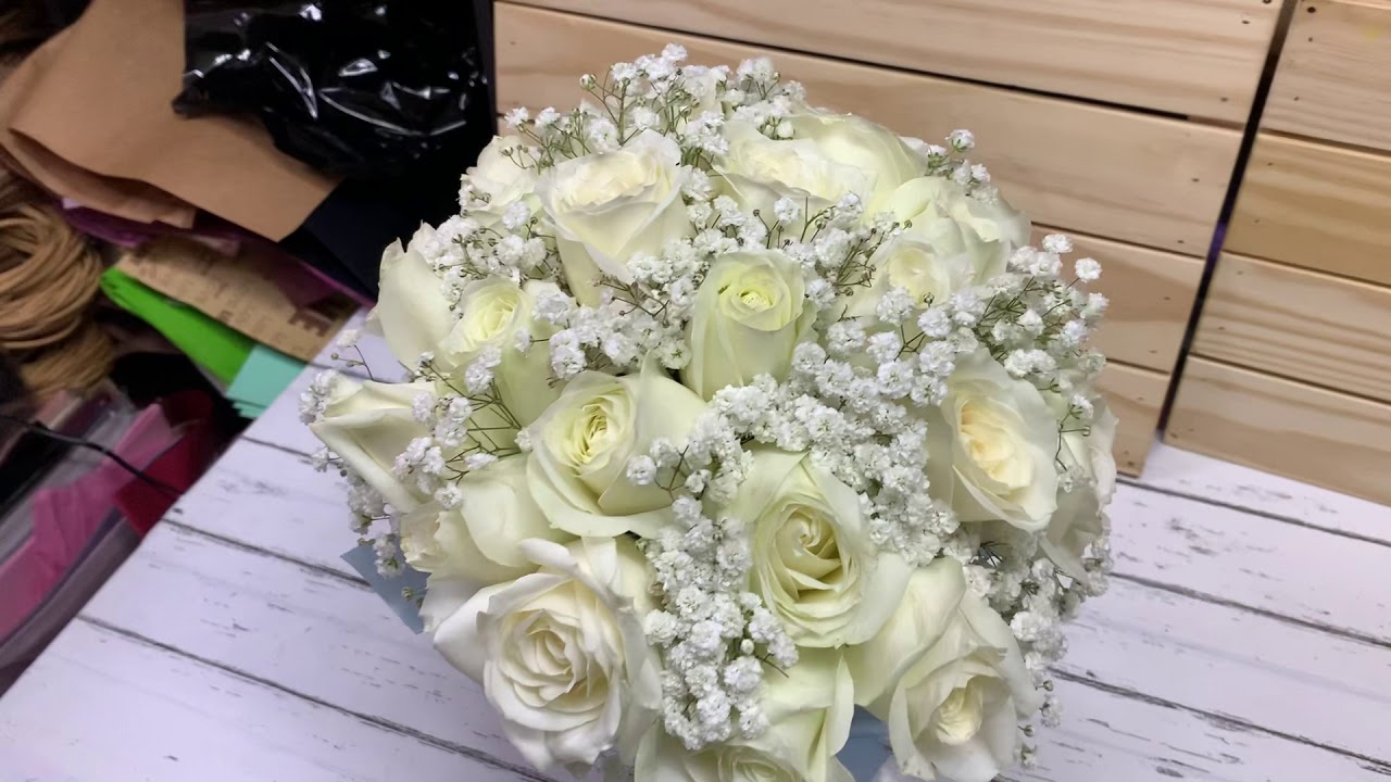 White roses wedding bouquet | $88