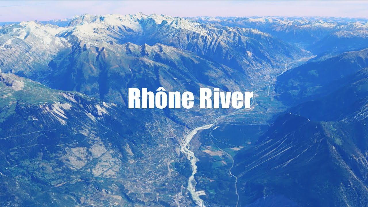 Rhône River in Switzerland and France. virtual tour.