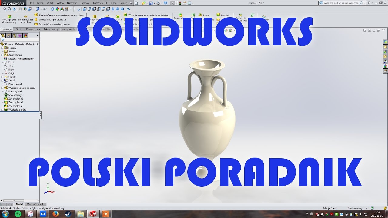 SolidWorks Tutorial - Podstawy SolidWorks'a - poradnik część 13 - podstawy [PL]