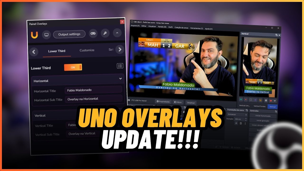 USE OVERLAYS ANIMADAS INCR&Iacute;VEIS NAS SUA LIVES (Horizontal e Vertical) UNO Overlays Update 2025