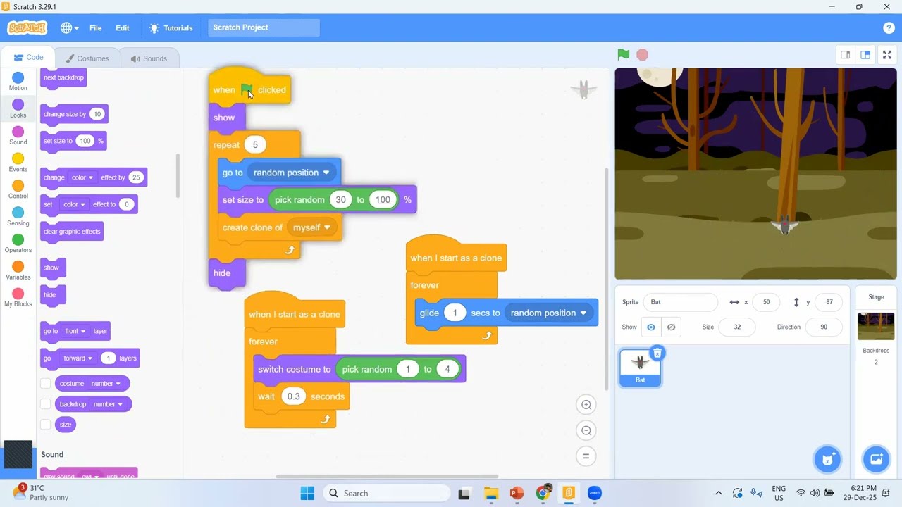 6_Flying Bat Animation in Scratch