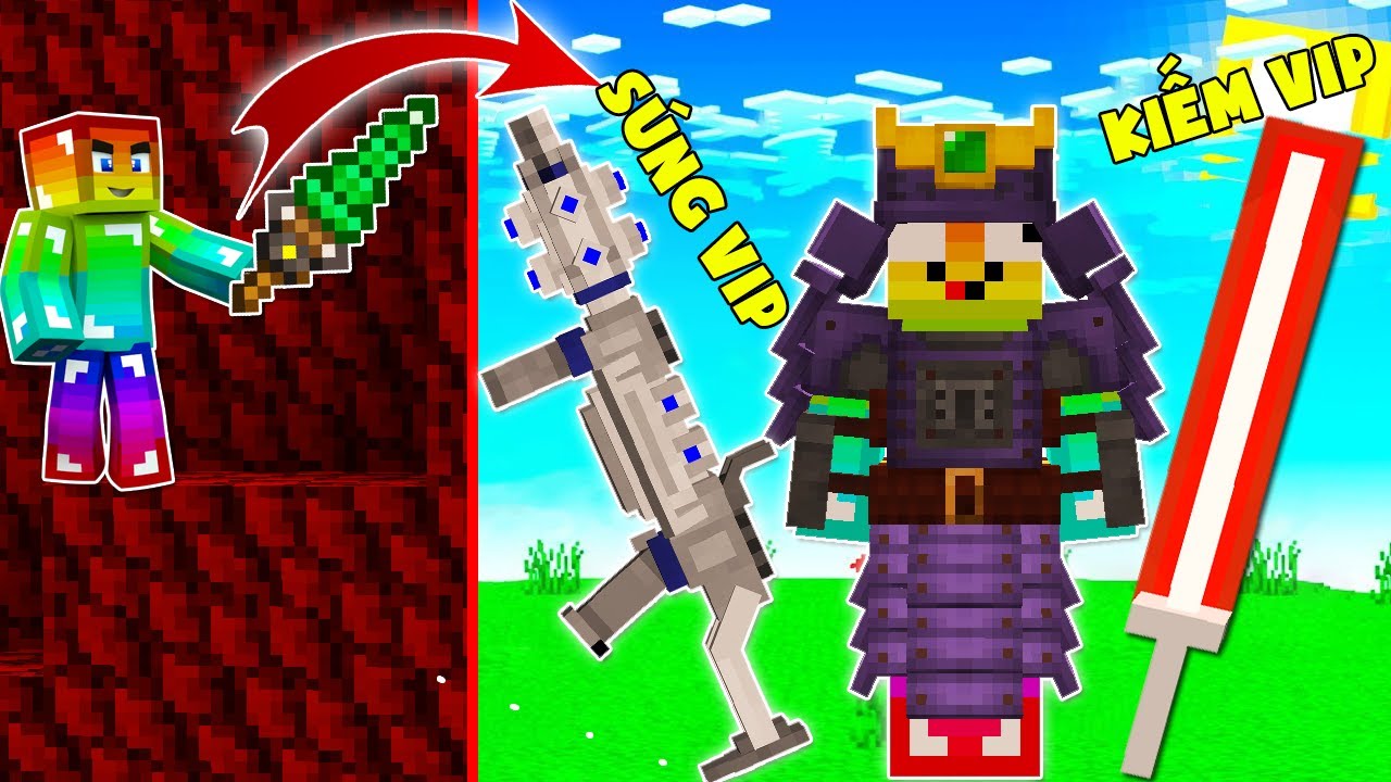MINI GAME : CUỘC CHIẾN ĐÀO VẢY RỒNG MINECRAFT **NOOB NÂNG CẤP KIẾM LASER VÀ ÁO GIÁP SAMURAI VIP