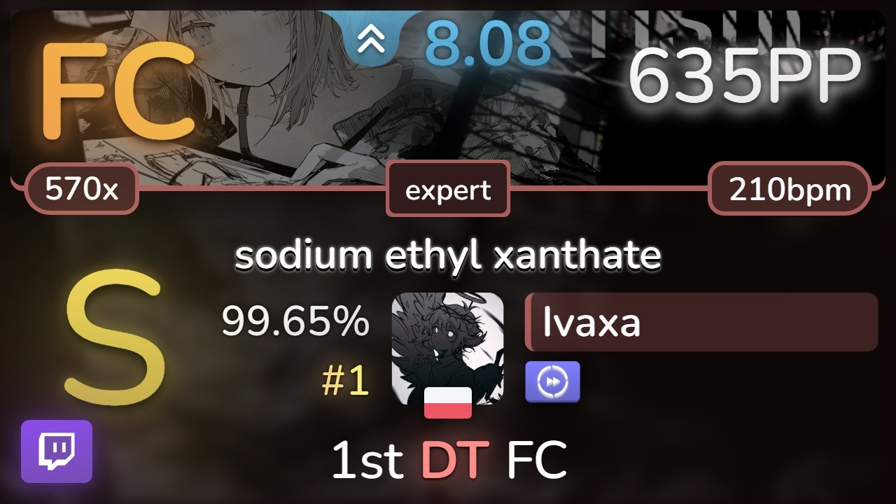 🔴 Ivaxa | cygnus - sodium ethyl xanthate [expert] +DT 99.65% FC #1 | 635pp - osu!