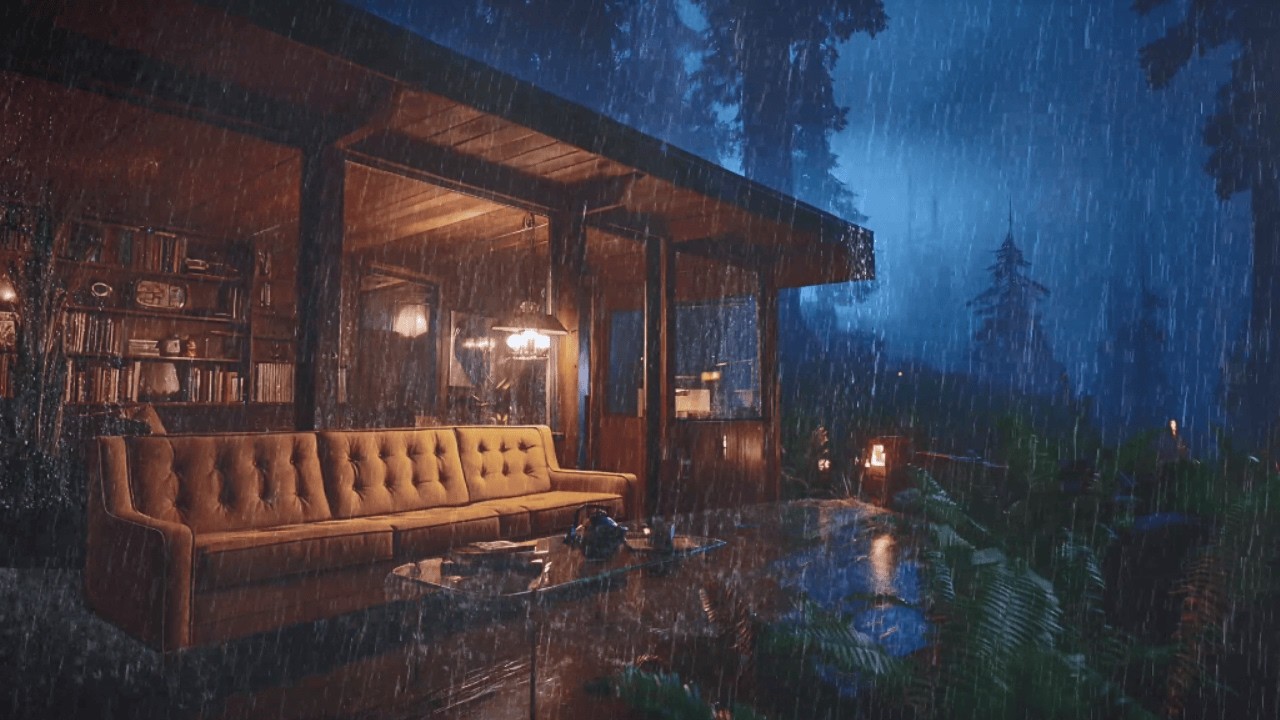 Beat Insomnia with Heavy Rain and Soft Piano Music for Deep Sleep (No Thunder)