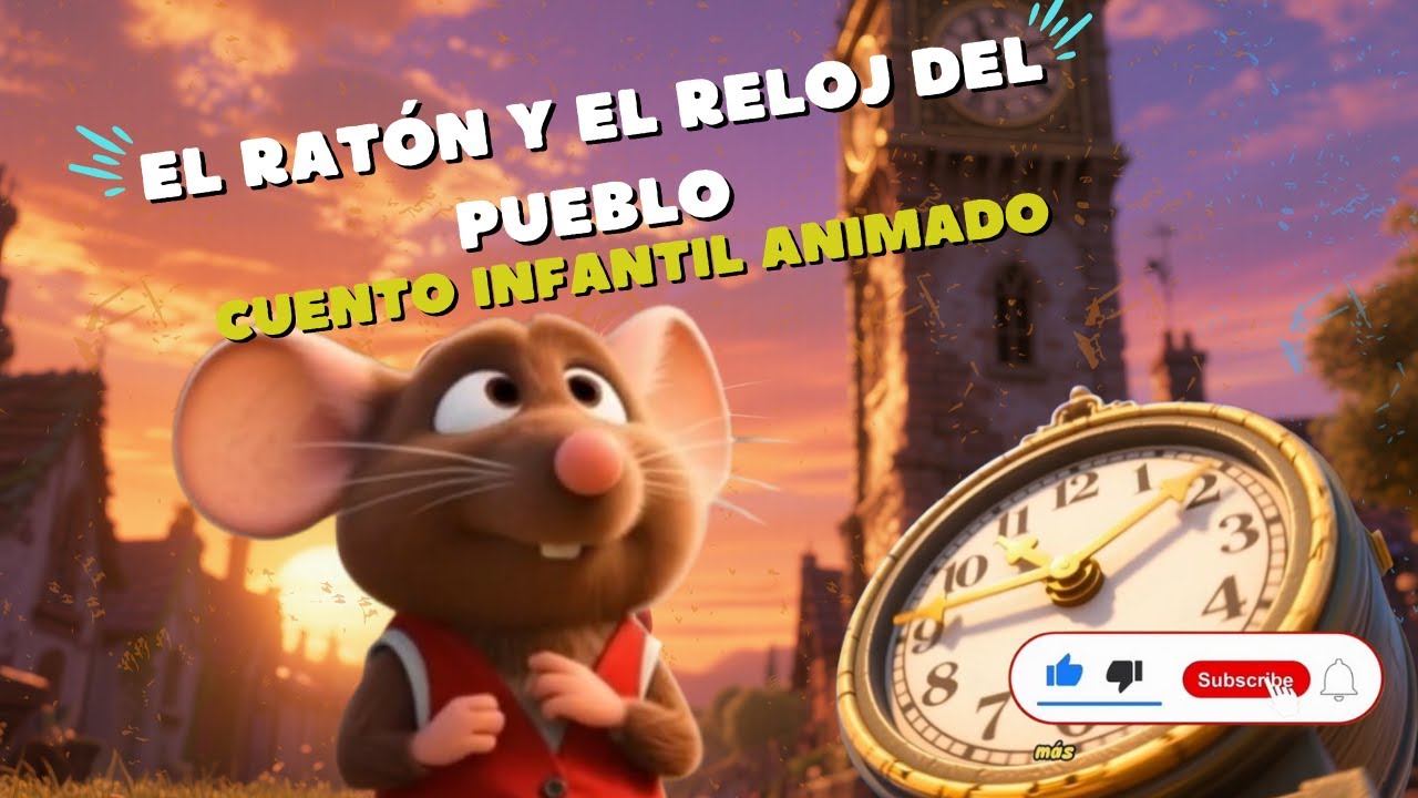 El ratón y el reloj del pueblo | Cuento infantil animado 🐭⏰ 