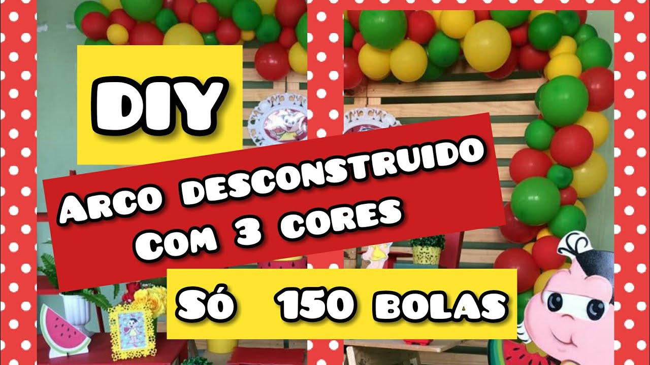 Arco desconstruido Com 150 bolas - arco com 3 cores - Passo a Passo - DIY