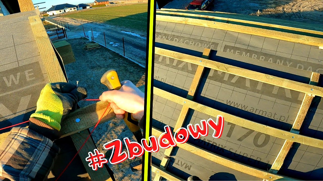 Łatowanie (łacenie?) dachu pod sznurek.Szczelina wentylacyjna w kalenicy.Vlog #ZBudowy