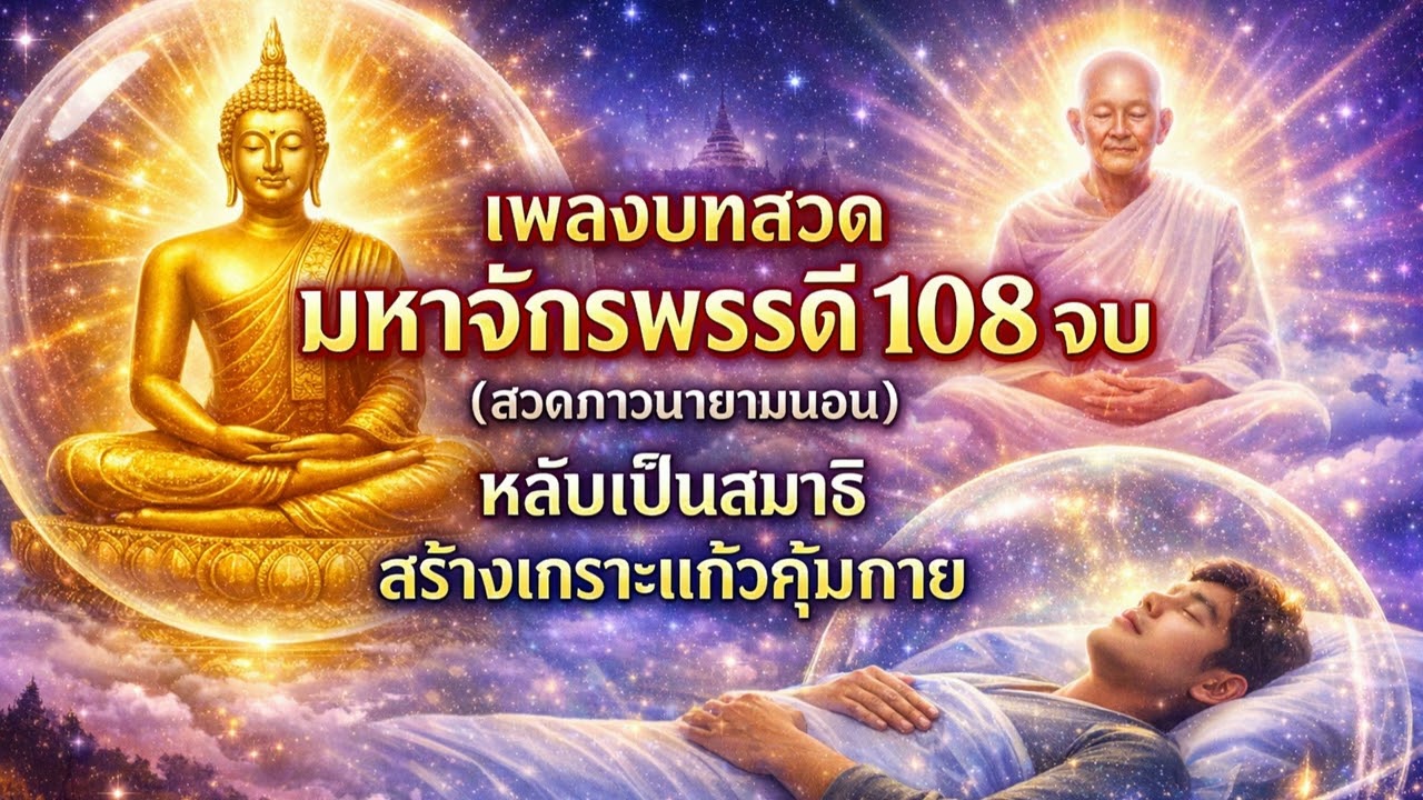 บทสวดมหาจักรพรรดิ 108 จบ (สวดภาวนายามนอน) หลับเป็นสมาธิ สร้างเกราะแก้วคุ้มกาย #สวดมนต์