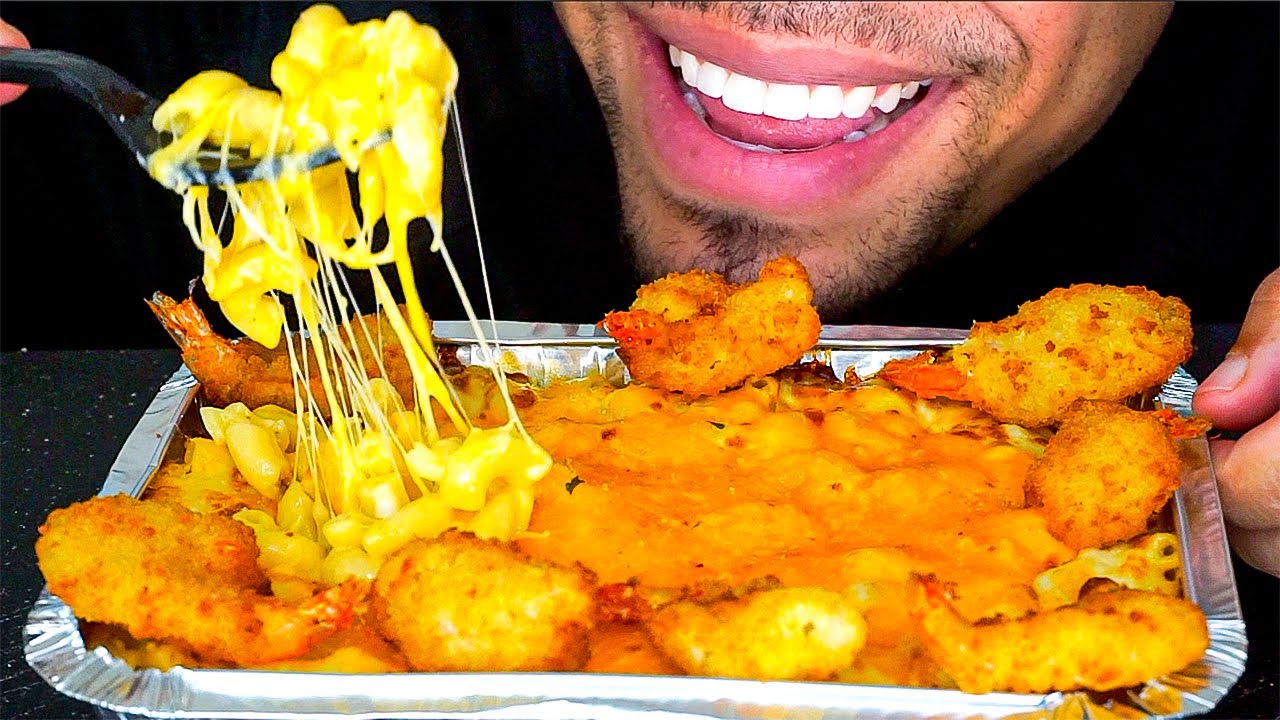asmr cheesiest mac & cheese mukbang 먹방 stirring eating macaroni and cheese no talking jerry