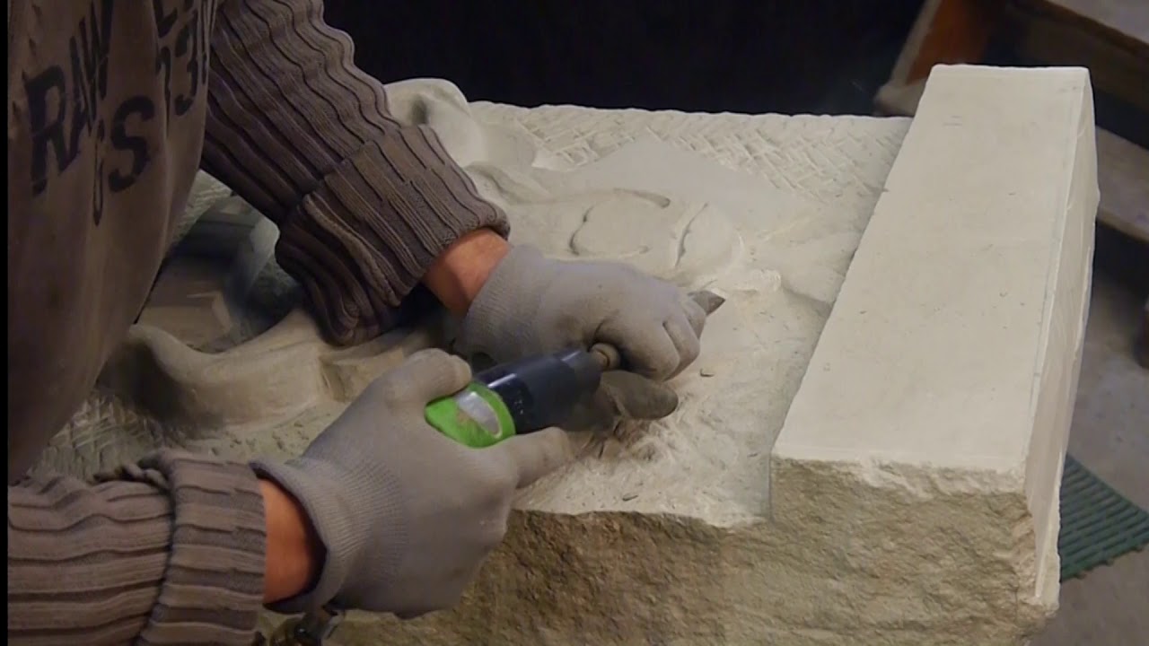 Bullenkopf Stier bull head relief Stone carving Part4 Teil4 time lapse